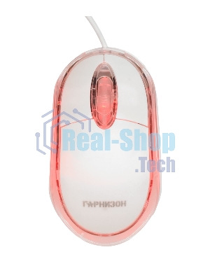 Мышь проводная Гарнизон GM-100W белый, 1000 dpi, USB, кнопки - 3
