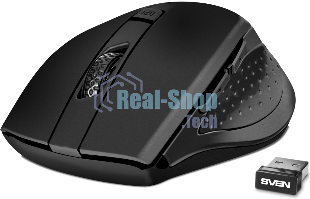 Мышь беспроводная SVEN RX-425W черный, 1600 dpi, радиоканал, USB, кнопки - 6