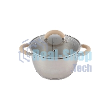 Кастрюля MALLONY Fortuna нержавеющая сталь, со стеклянной крышкой, матовый корпус ручки с силиконом, 2,5 л