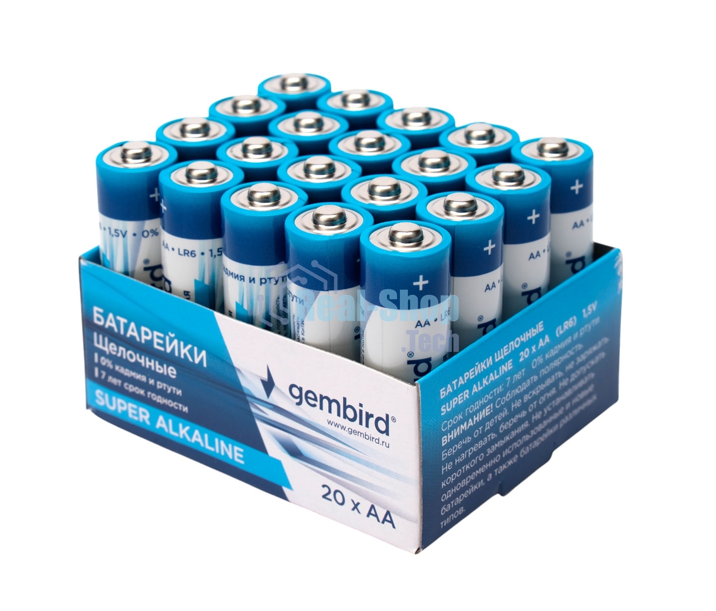 Батарейки щелочные/алкалиновые Gembird Gb-LR6-20B, тип AA, 20шт, коробка