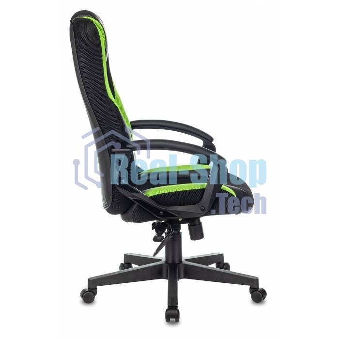 Кресло игровое Бюрократ Zombie 9 черный/салатовый, искусст.кожа/ткань, крестовина пластик