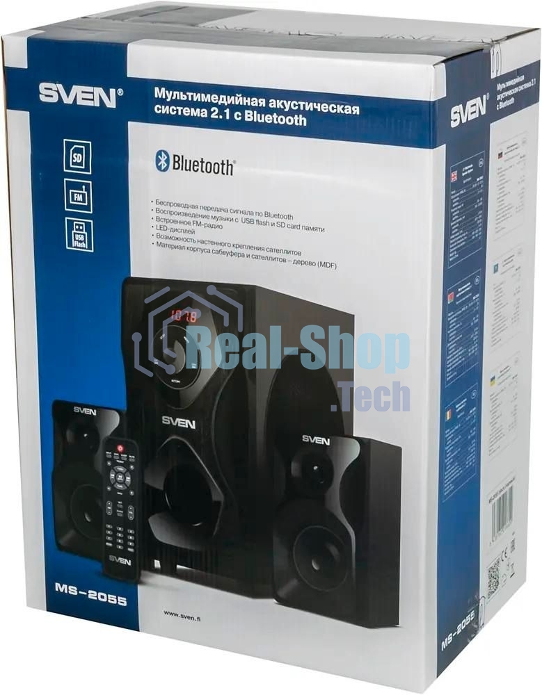 Акустическая система SVEN AC MS-2055, черный (55Вт, FM-тюнер, USB/SD, дисплей, ПДУ, Bluetooth)