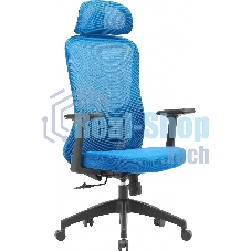 Кресло компьютерное Cactus CS-MC515-BL темно-синий, сиденье темно-синий, сетка/ткань, с подголов. крестов. пластик, пластик черный