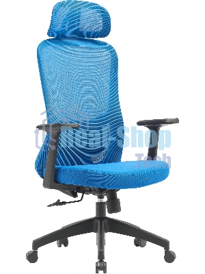 Кресло компьютерное Cactus CS-MC515-BL темно-синий, сиденье темно-синий, сетка/ткань, с подголов. крестов. пластик, пластик черный