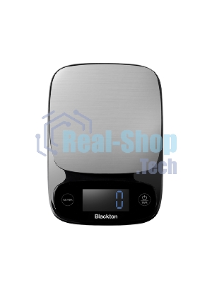 Весы кухонные Blackton Bt KS112 Black, тип управления: сенсорное, дисплей LCD, количество высокочувствительных датчиков: 1, выбор единиц измерения: грамм, килограмм, фунт:унция, миллилитр (молоко, вода), жидкая унция, унция, интервал измерения: 1 г, макси
