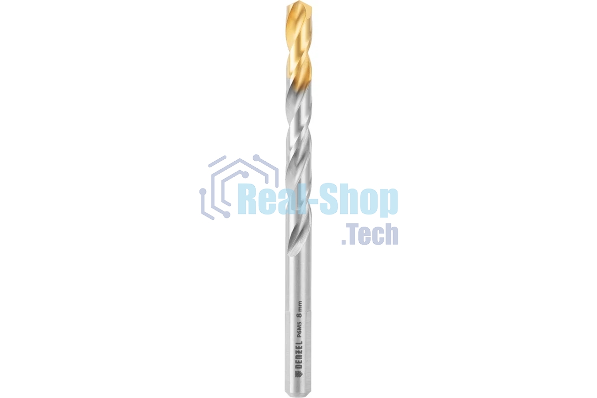 Набор сверл по металлу Denzel 2-8мм, Р6М5-TiN, Golden Tip, 6 шт 723000