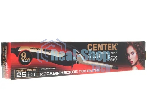 Щипцы для завивки волос Centek CT-2091 черный/золотистый, 9 мм, 200 °C, 1 режим