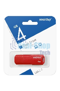 Флешка USB Smartbuy R/W 4 Gb,CLUE красный (SB4 GbCLU-R)