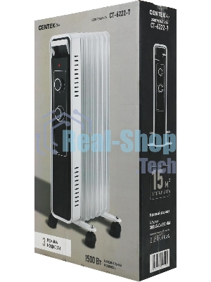 Обогреватель масляный Centek CT-6222-7 (7 секций) белый, 600/900/1500 Вт, 15 м2, 3 режима, термостат