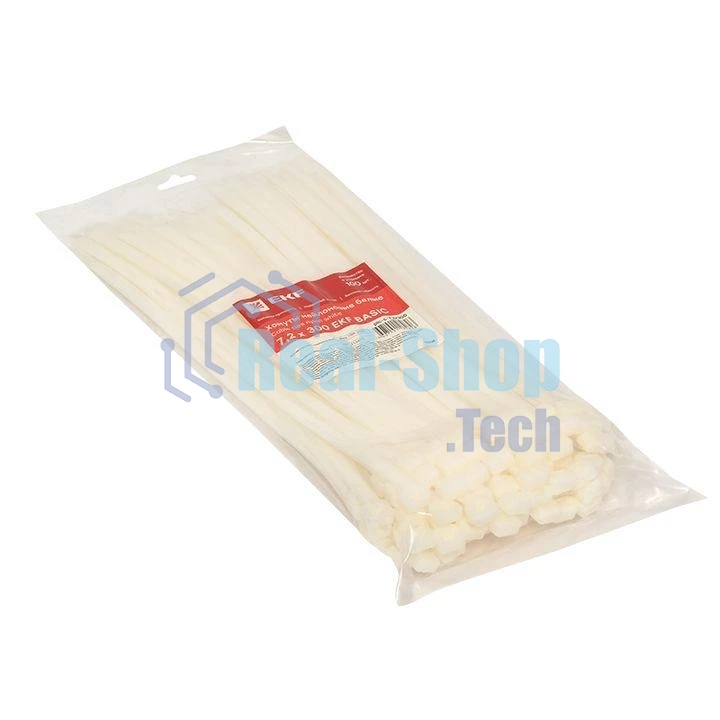 Хомут кабельный 7.2х300 нейл. бел. (уп.100 шт) EKF plc-c-7.2x300