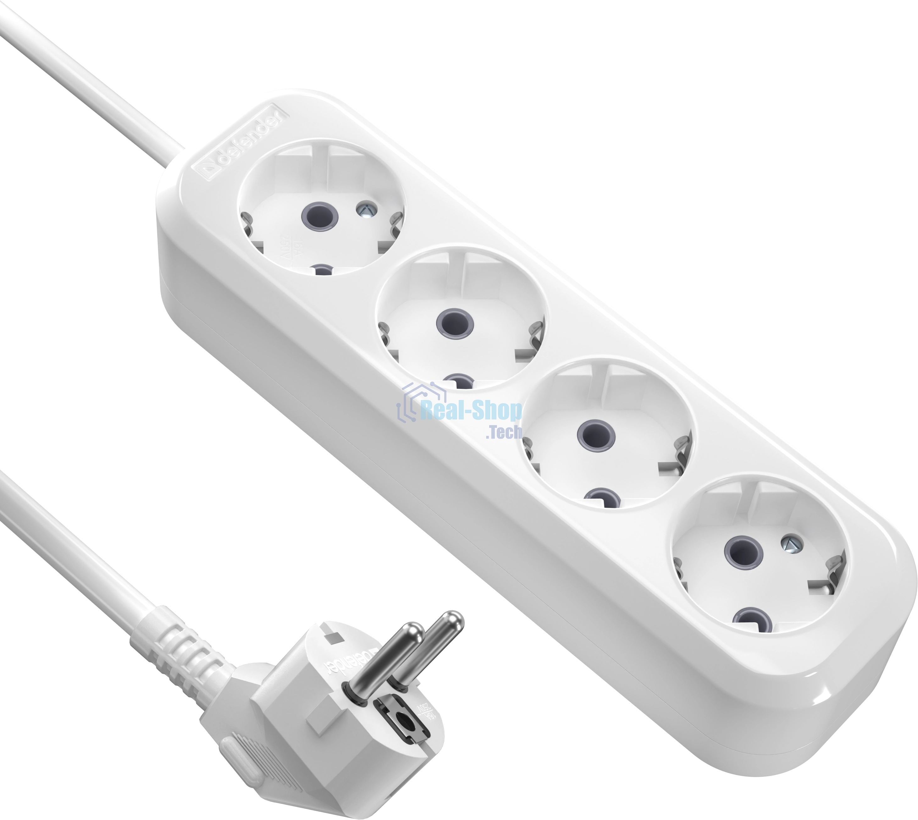 Удлинитель с заземлением Defender R340 16 А, 3 м, заземление