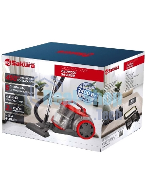 Пылесос Sakura SA-8315R красный/черный, 450/2400 Вт, уборка сухая, пылесборник контейнер 2 л