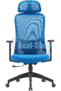 Кресло компьютерное Cactus CS-MC515-BL темно-синий, сиденье темно-синий, сетка/ткань, с подголов. крестов. пластик, пластик черный