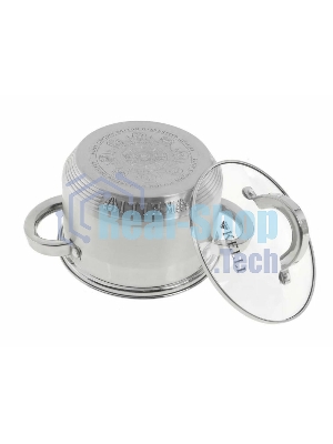 Набор посуды из нержавеющей стали со стеклянными крышками Kelli KL-4246 6 пред. 16 см -2,1; 18- см-2,9; 20 см-3,9 литра. 7-ми слойное капсульное дно. Индукция