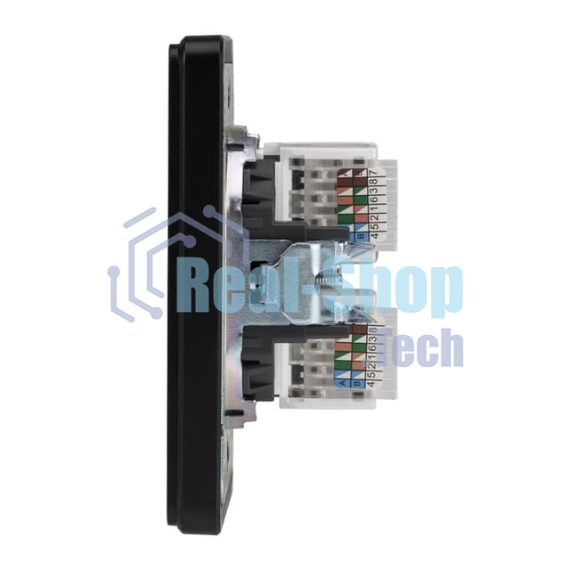 Розетка Kranz ROUND компьютерная двойная RJ45+RJ45 кат6 с/у оникс