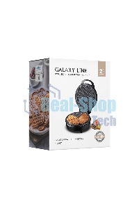 Вафельница Galaxy Line GL 2987, черный с серебристым, с несъемными пластинами, 1200 Вт