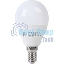 Лампа светодиодная Ресанта LL-R-G45-7W-230-3K-E14 шар, 7 Вт, тепл., Е14