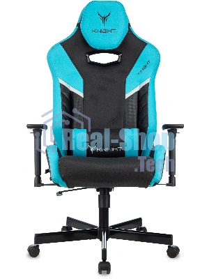 Кресло Knight Thunder 5X черный/голубой, экокожа, 120 кг, механизм качания