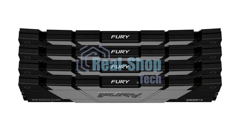 Оперативная память Kingston Fury Renegade, DDR4, 64GB (4x16GB), 3200MHz, CL16, DIMM, радиатор, черный