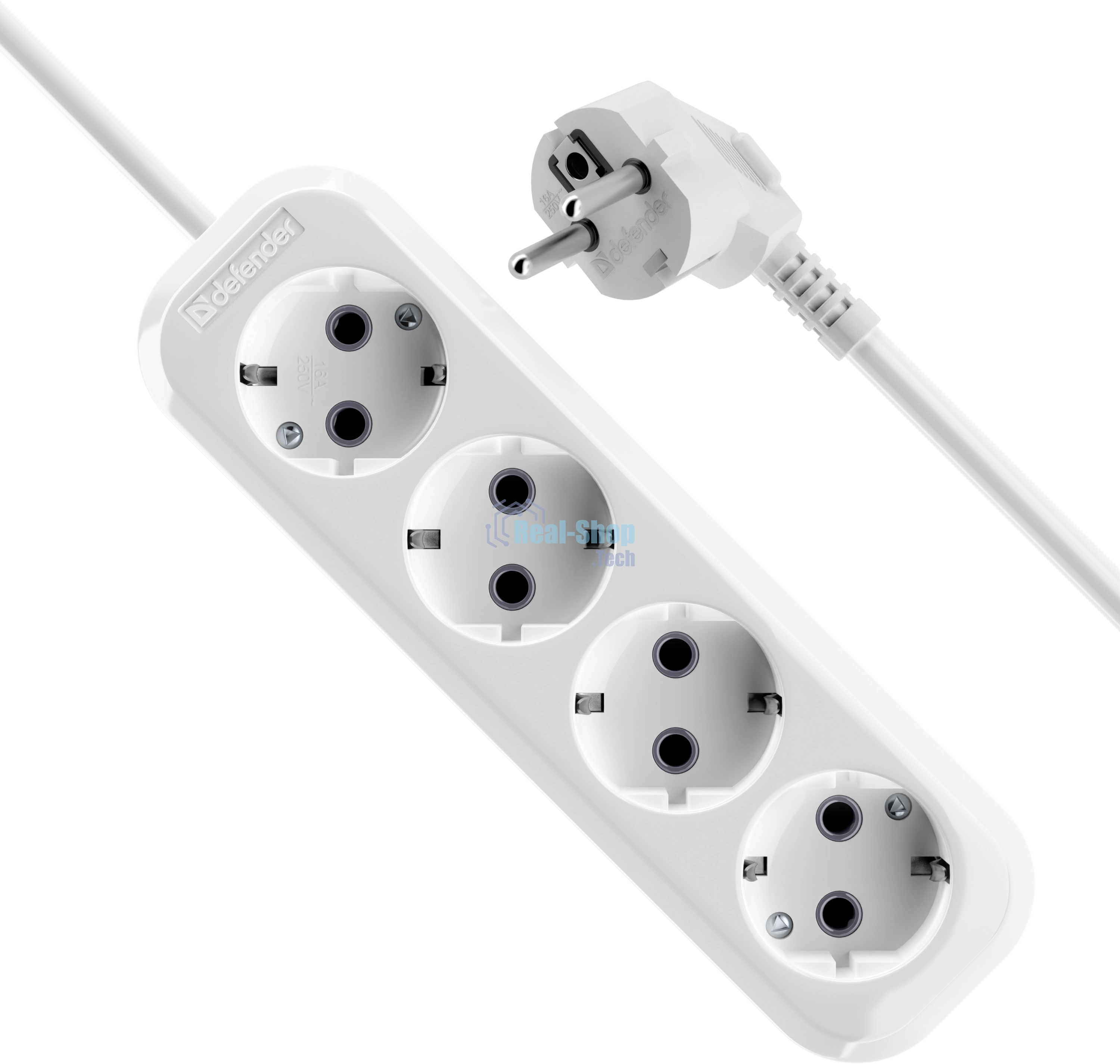 Удлинитель с заземлением Defender R340 16 А, 3 м, заземление