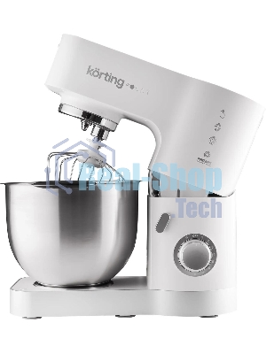 Кухонная машина Korting KKM 0105 Polar мощность 1200 Вт, 7 насадок (планетарный миксер с 3-мя насадками, мясорубка, насадка для колбас, насадка для кеббе, насадка-блендер), объем чаши 5.5 л, 8 скоростей, импульсный режим, механическое управление, белый