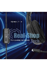 Наушники с микрофоном Oklick HS-L930G SNORTER черный/синий 2м мониторные USB оголовье (HS-L930G)