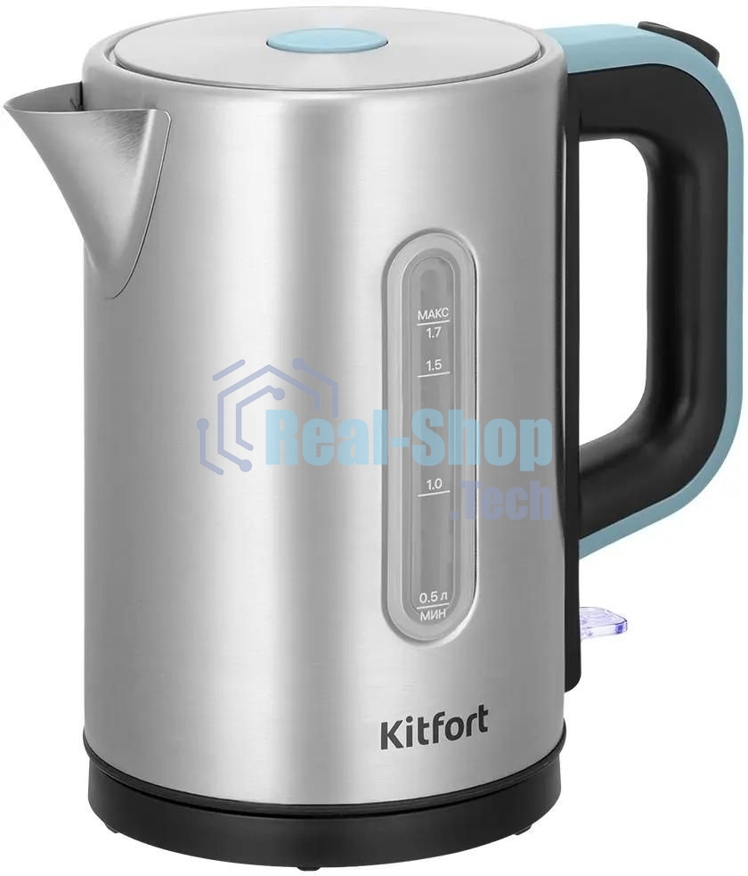 Чайник электрический Kitfort КТ-8703 1.7л. 2200Вт нержавеющая сталь/черный корпус: нерж.сталь/пластик