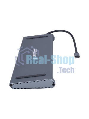 USB-концентратор Gembird UHB-D6, USB Type-C, USB 2.0/RJ45/USB Type-C PD87W/Jack 3.5 / SD/TF/2xHDMI/VGA, USB Type-C