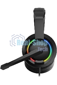 Гарнитура проводная с микрофоном Оклик HS-L315G черный 1.8м накладные USB оголовье (2007552)