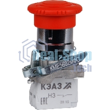 Кнопка КМЕ5602мФС-красный-0но+2нз-гриб-фикс-IP65-КЭАЗ