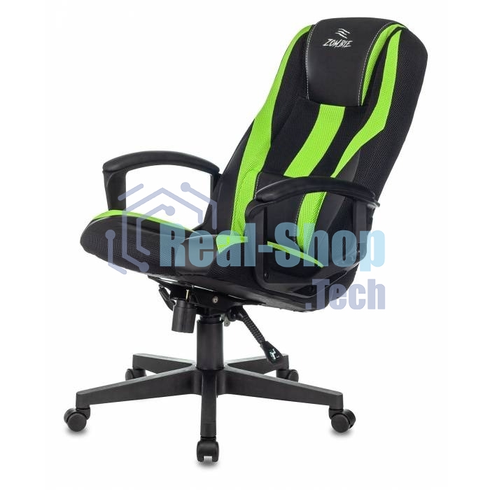 Кресло игровое Бюрократ Zombie 9 черный/салатовый, искусст.кожа/ткань, крестовина пластик