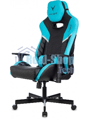 Кресло Knight Thunder 5X черный/голубой, экокожа, 120 кг, механизм качания