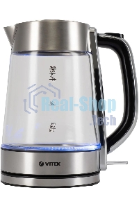 Чайник электрический Vitek VT-1184 1.7л. 2200Вт серебристый корпус: стекло/металл