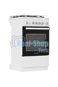 Плита газовая De Luxe 5040.30г (кр) ЧР белый/черный, конфорок 4 шт, духовка 43 л, 50 см x 85 см x 50 см