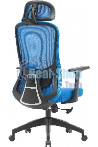 Кресло компьютерное Cactus CS-MC515-BL темно-синий, сиденье темно-синий, сетка/ткань, с подголов. крестов. пластик, пластик черный