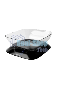 Весы кухонные Blackton Bt KS113 Black, тип управления: сенсорное, дисплей LED, количество высокочувствительных датчиков: 4, выбор единиц измерения: грамм, фунт, унция, миллилитр, интервал измерения: 1 г, максимальный вес: 10 кг, функция вычета веса тары, 