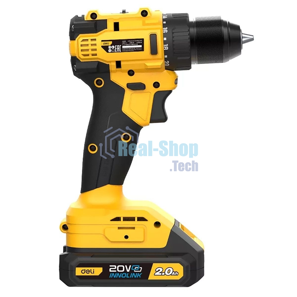 Дрель-шуруповерт Deli DC120, Аккумуляторная, 20В, 2 АКБ, Сумка