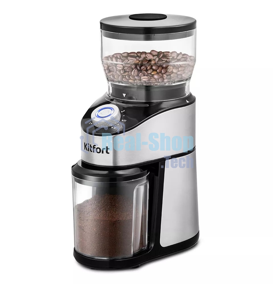 Кофемолка Kitfort KT-744 сист.помол.:жернова вместим.:160гр черный