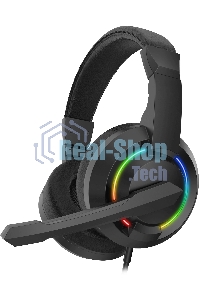 Гарнитура проводная с микрофоном Оклик HS-L315G черный 1.8м накладные USB оголовье (2007552)