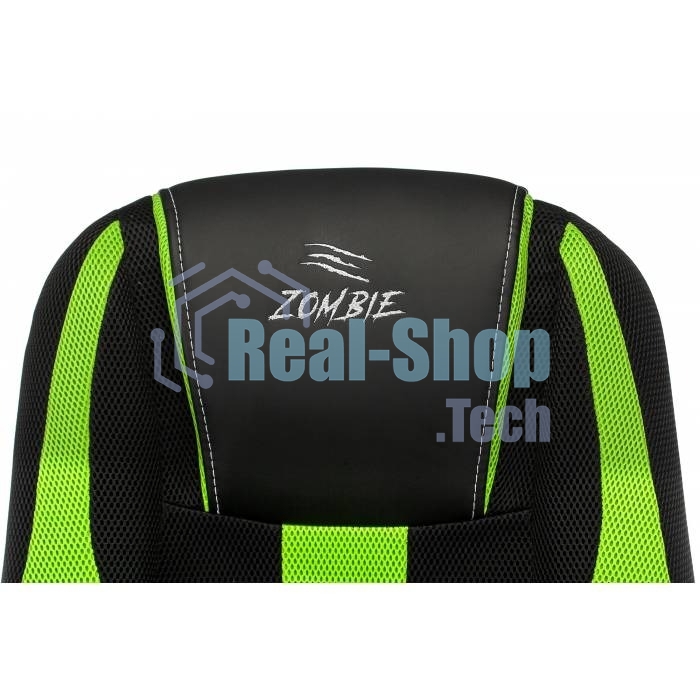 Кресло игровое Бюрократ Zombie 9 черный/салатовый, искусст.кожа/ткань, крестовина пластик