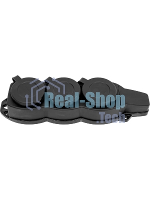 Розетка трехместная с защит. крышками каучуковая 230В 2P+PE 16A IP44 EKF PROxima