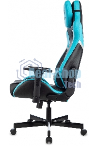 Кресло игровое Knight Thunder 5X черный/голубой эко.кожа крестов. металл
