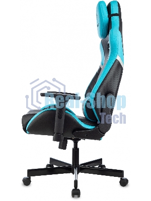 Кресло Knight Thunder 5X черный/голубой, экокожа, 120 кг, механизм качания