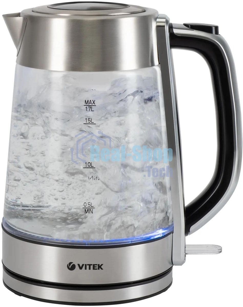 Чайник электрический Vitek VT-1184 1.7л. 2200Вт серебристый корпус: стекло/металл