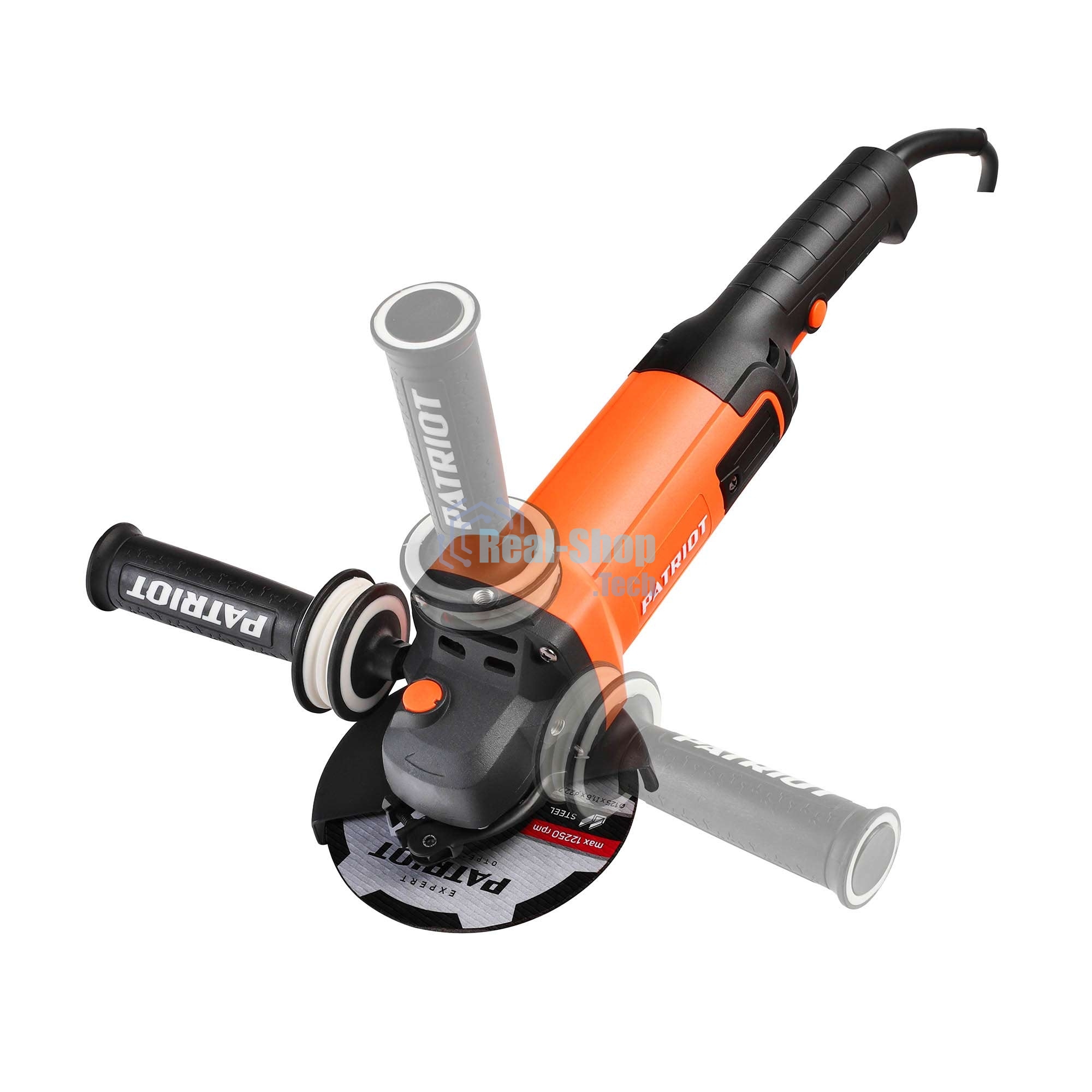 Угловая шлифовальная машина (УШМ) PATRIOT AG 128, двуручная, пылезащищенная. 1300Вт, Диск 125 мм