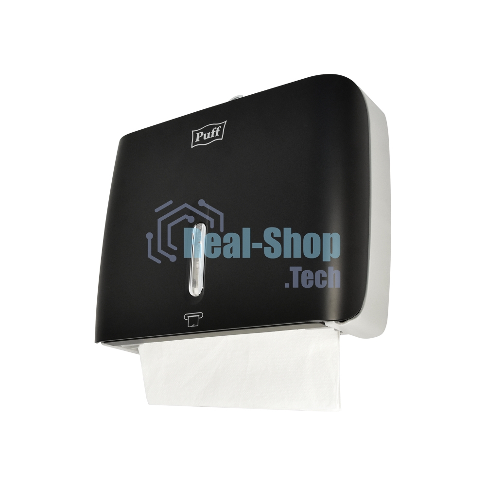 Диспенсер бумажных полотенец Puff-5145Bl черный, с замком, ABS-пластик