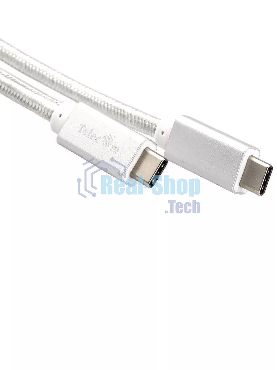 Кабель USB 3.1 Type Cm -- Cm IC 5А 10Gbs длина 1M, Telecom TC420S серебряный