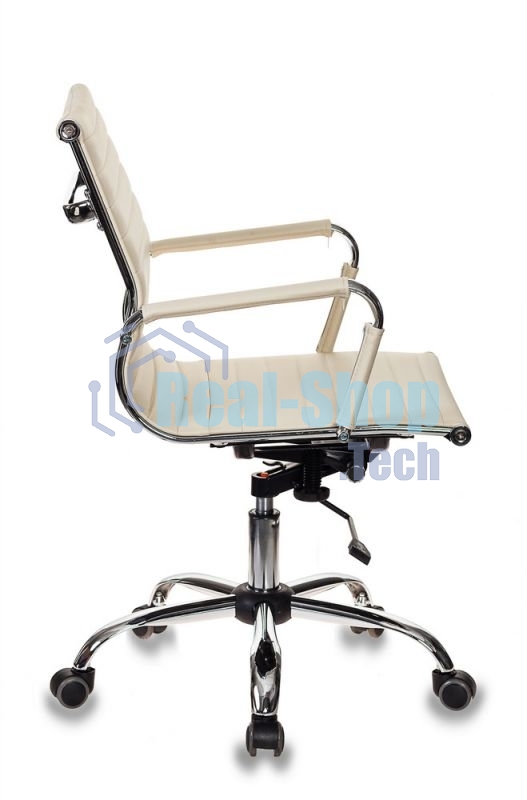 Кресло руководителя Бюрократ CH-883-LOW/IVORY слоновая кость, низкая спинка, искусственная кожа, крестовина хром