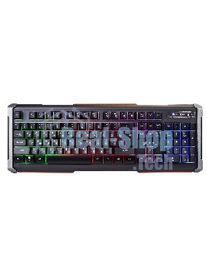 Клавиатура проводная Oklick 717G BLACK DEATH черный/оранжевый USB Multimedia for gamer LED
