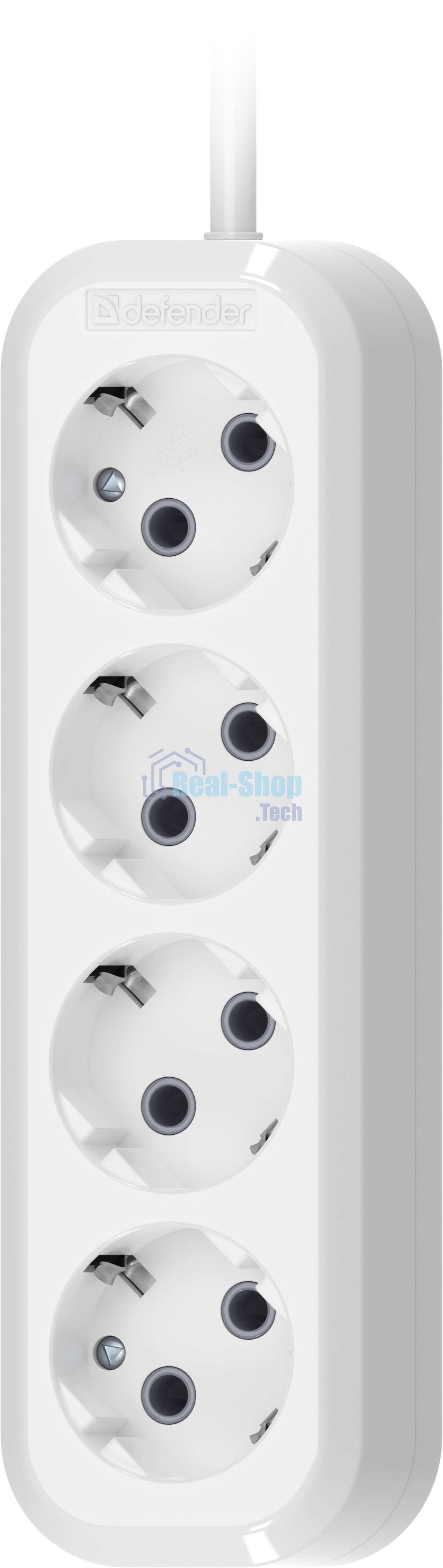 Удлинитель с заземлением Defender R340 16 А, 3 м, заземление